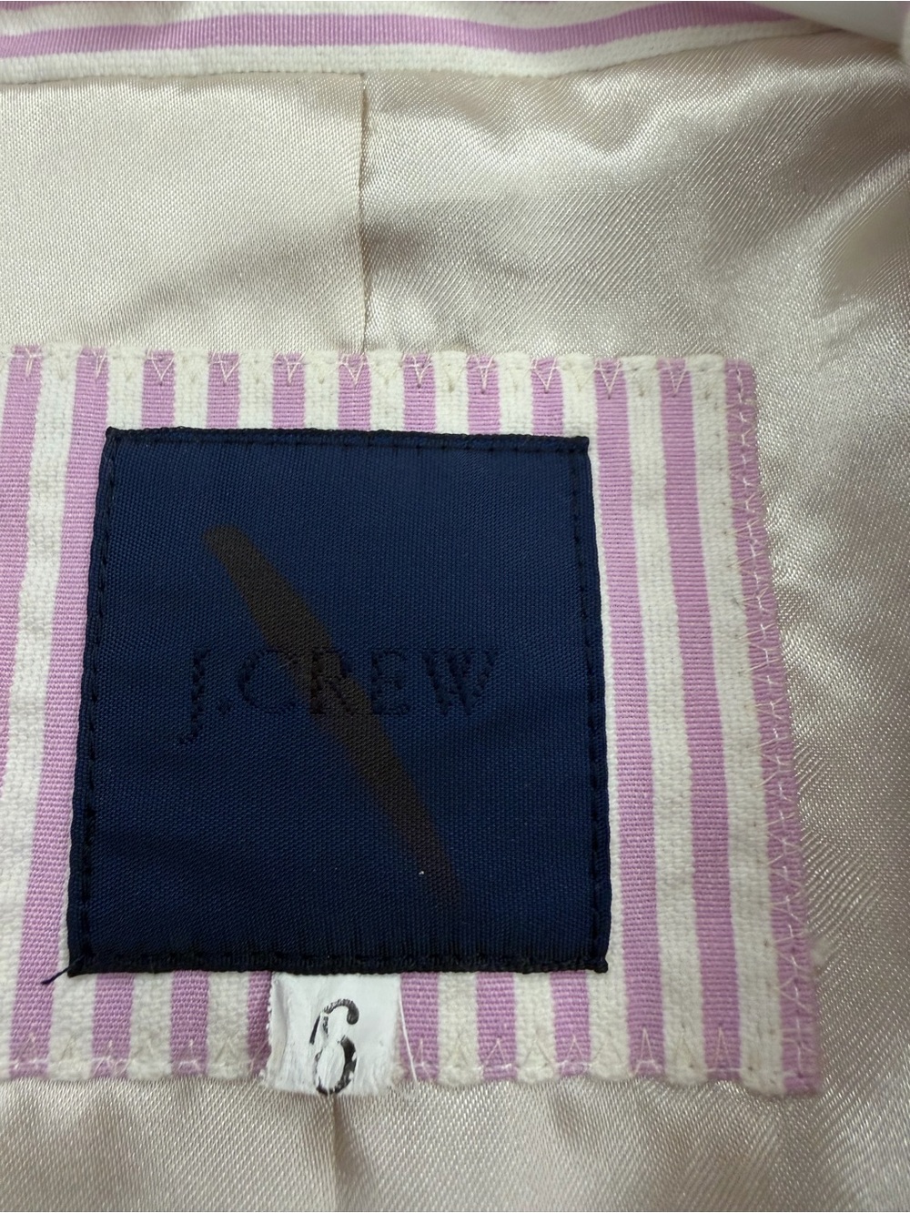 Vintage J Crew Striped Pink Double-Breasted Women’s Pink/Cream Striped Blazer 6 - Picture 5 of 5